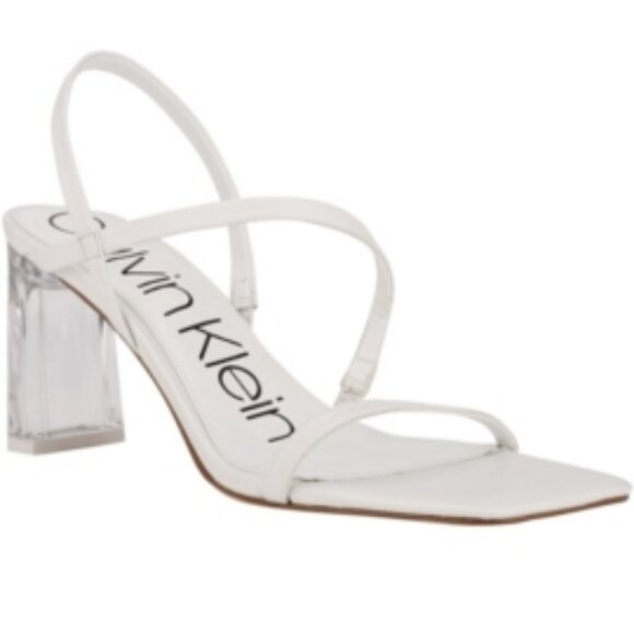 Calvin Klein Shoes - Calvin Klein Women S Dina Acrylic Heel Leather Sandals
